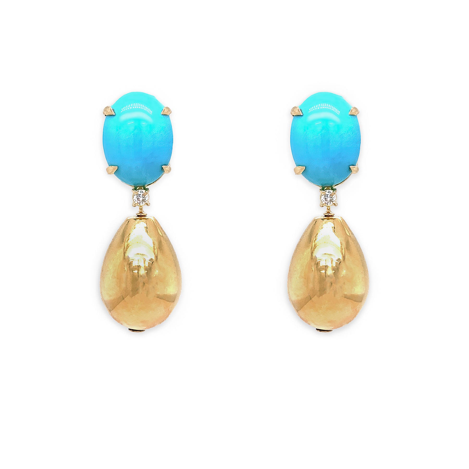 18k yellow gold and turquoise drop earrings