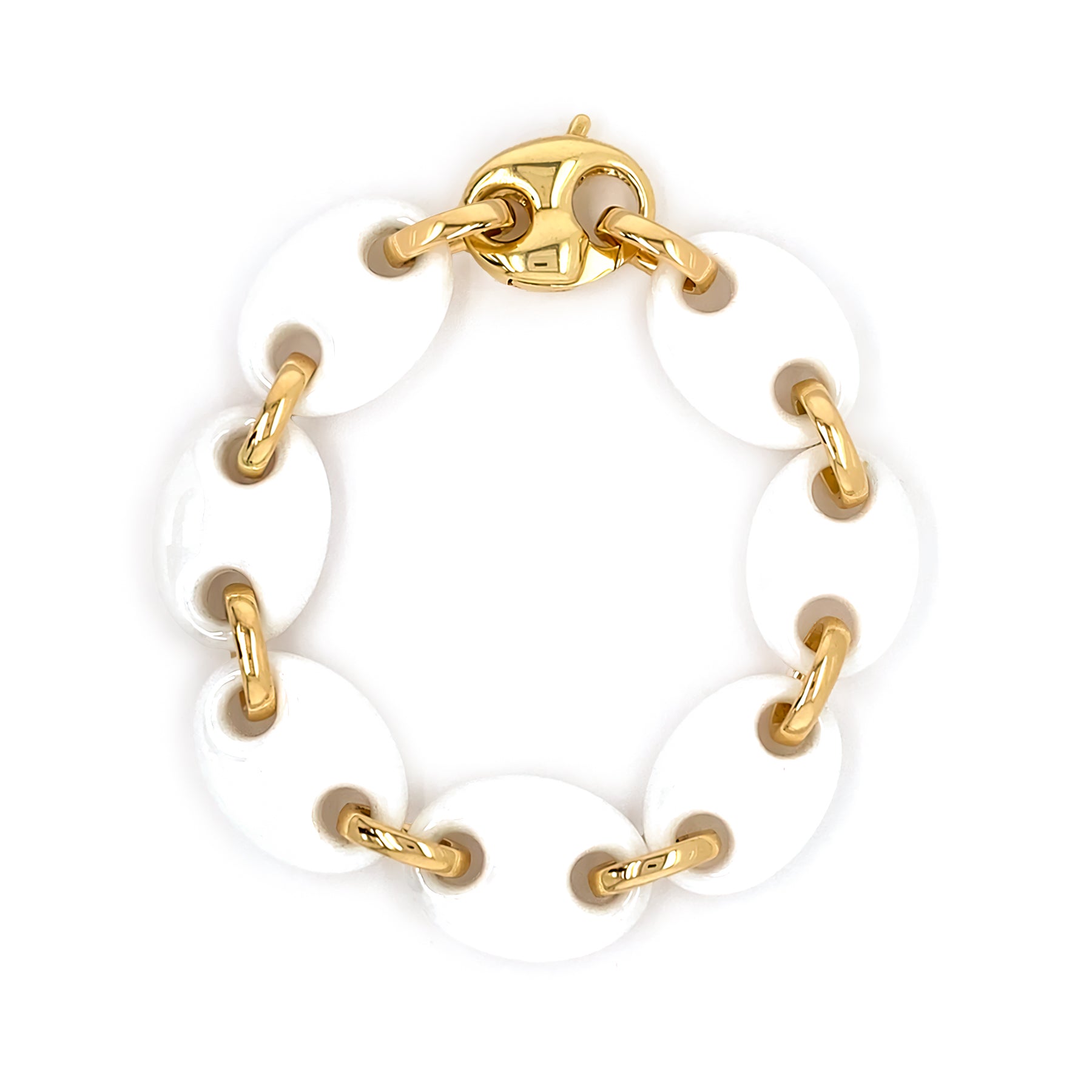 18k yellow gold and white agate mariner bracelet