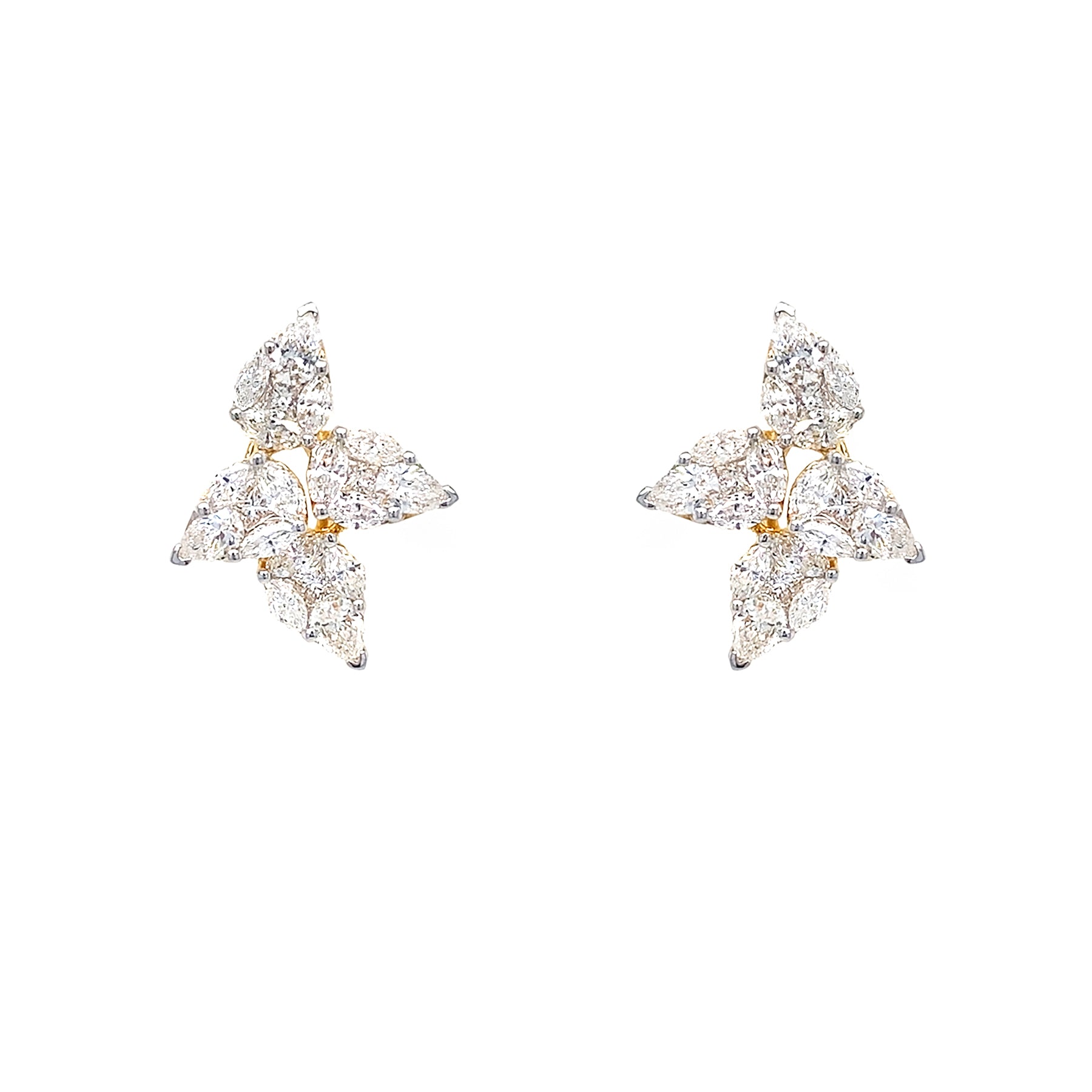 18k yellow gold diamond pear shape earrings