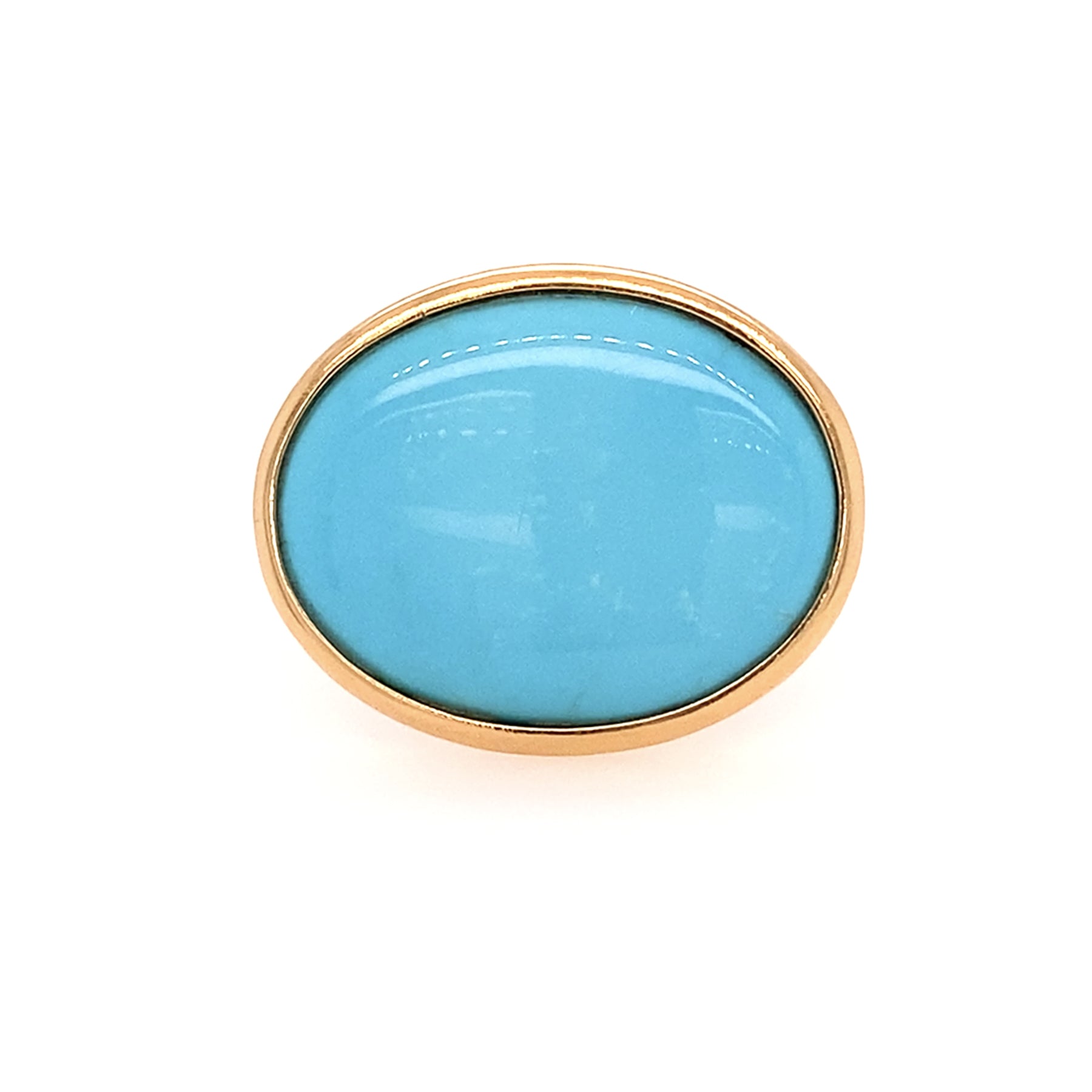 18k yellow gold oval turquoise ring 