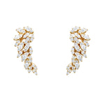 18k yellow gold diamond leaf earrings