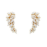 18k yellow gold diamond leaf earrings