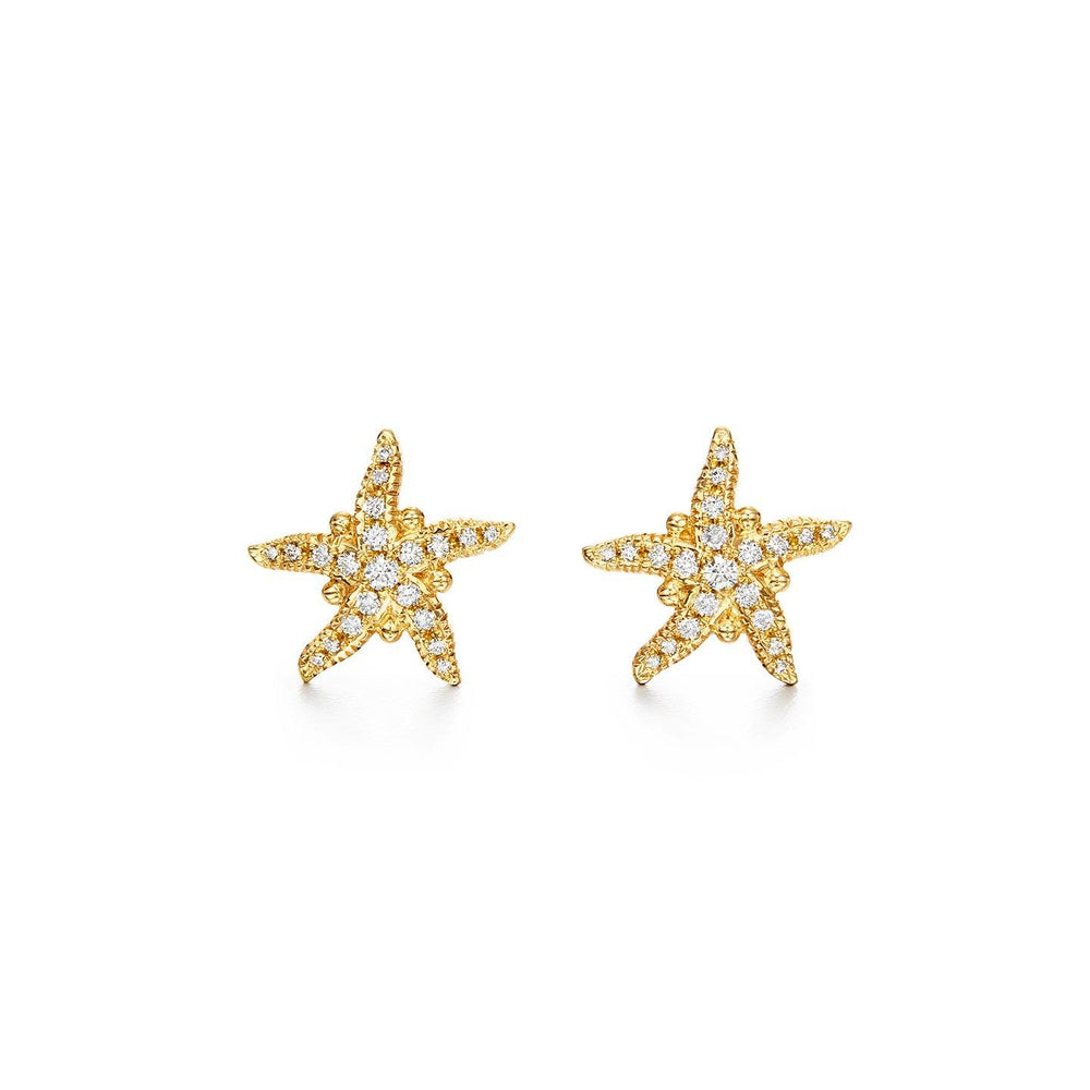 18k yg diamond sea star earrings