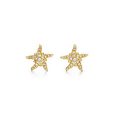 18k yg diamond sea star earrings