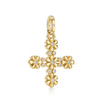 18k yg fiori cross pendant 