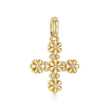 18k yg fiori cross pendant 