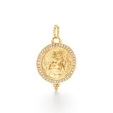 18k yg large pave diamond angel pendant
