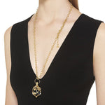 18k yg large vine amulet on chain