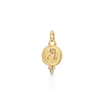 18k yg medium angel pendant with trio diamonds