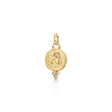 18k yg medium angel pendant with trio diamonds
