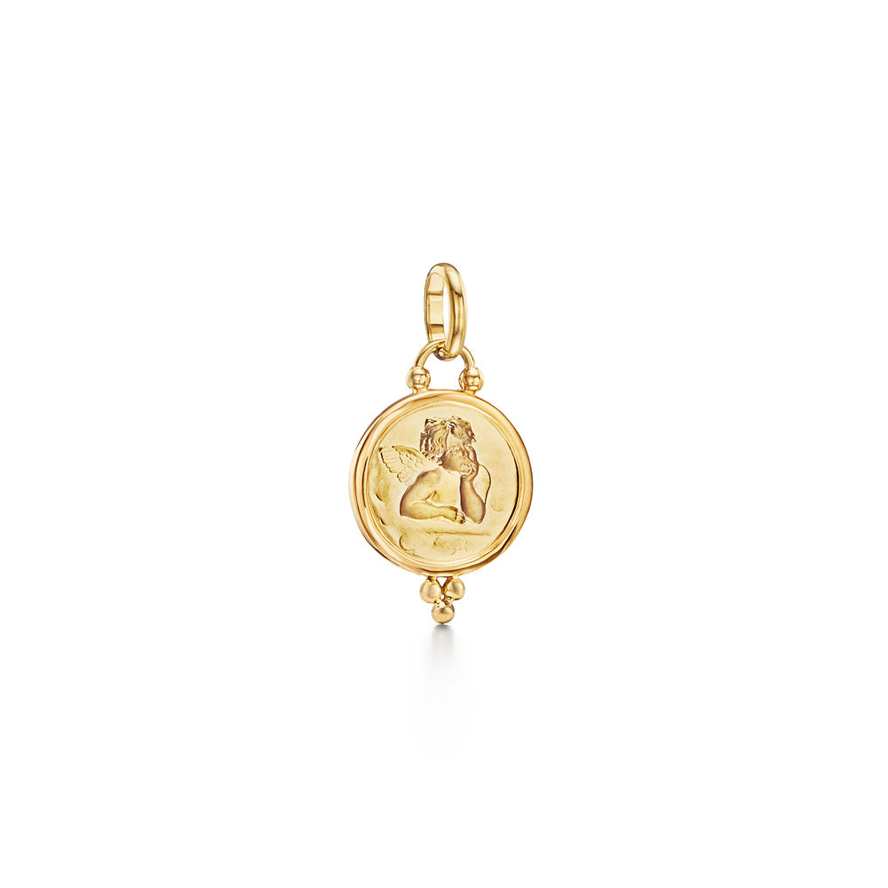 18k yg medium temple angel