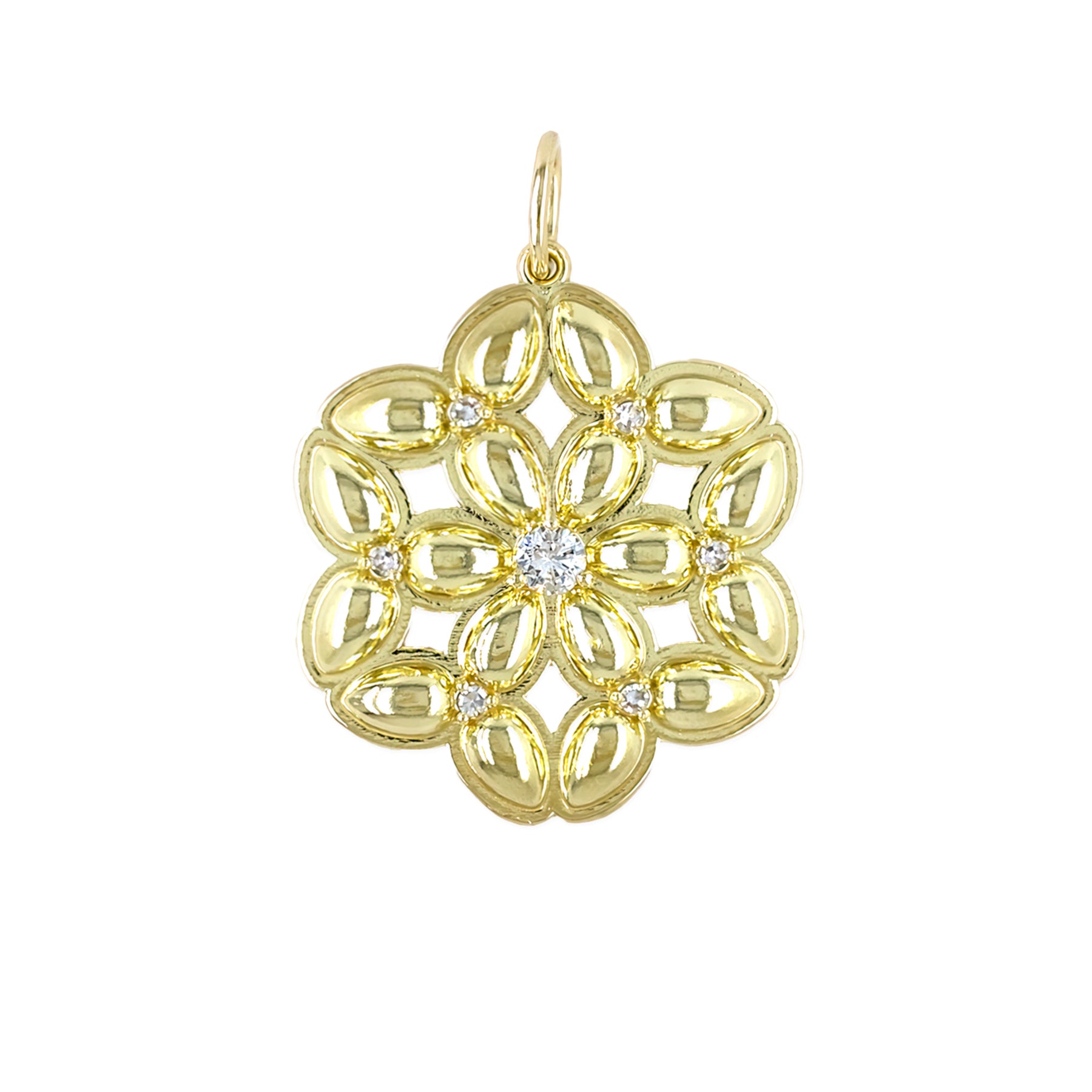 18K Gold pendant with diamonds in floral motif 