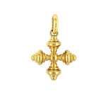 Estate 18K Gold cross pendant on a white background