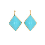 Turquoise diamond-shaped earrings with gold bezel