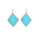 Turquoise diamond-shaped earrings with gold bezel