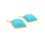 top view turquoise diamond-shaped earrings with gold bezel