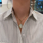 Round Sterling Silver Disc Pendant with Gold Bezel Edge