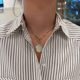 Round Sterling Silver Disc Pendant with Gold Bezel Edge