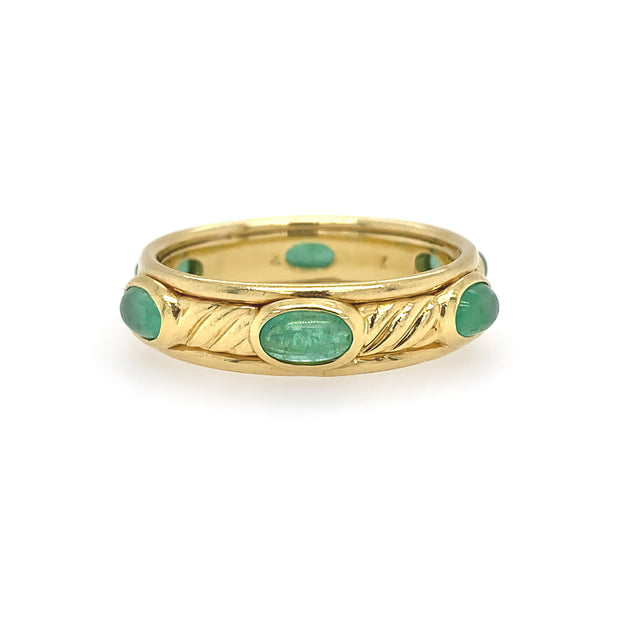 Estate David Yurman 18K Yellow Gold & Green Cabochon Ring