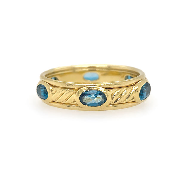 Estate David Yurman 18K Yellow Gold & Sapphire Ring