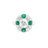 Estate Platinum Old Mine and Emerald Ring