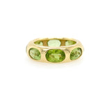 14K Yellow Gold Green Tourmaline Dome Ring