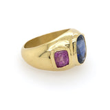 Estate 18K Yellow Gold Sapphire and Pink Sapphire Ring