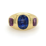 Estate 18K Yellow Gold Sapphire and Pink Sapphire Ring