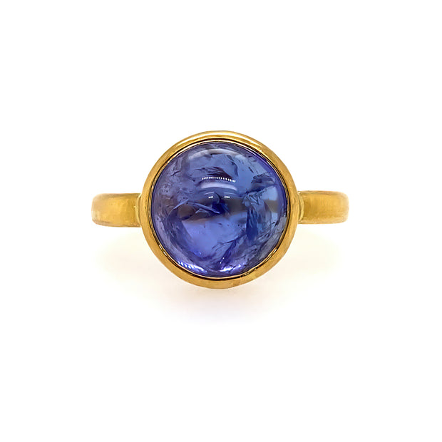 22K Yellow Gold Tanzanite Cabochon Ring