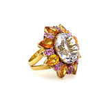 Estate 18K Yellow Gold Kunzite Ring with Semi Precious Stones