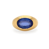 Estate 18K Yellow Gold Oval Sapphire Ring