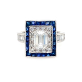 Platinum Diamond Ring with Sapphires