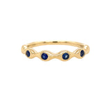 14K Yellow Gold Bezel Sapphire Station Ring