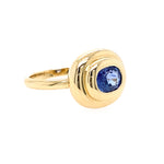 side view of 14k yg sapphire bezel ring