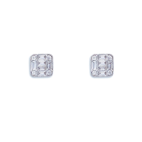 18K WG Diamond Post Earrings