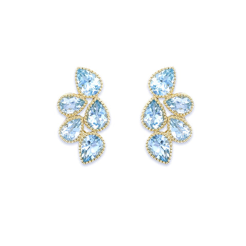 14K Yellow Gold and Sky Blue Topaz Earrings