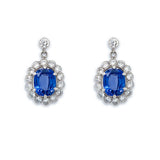 Estate Platinum Sapphire and Diamond Drop Earrings