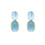 14k Yellow Gold Aqua and Cabochon Drops