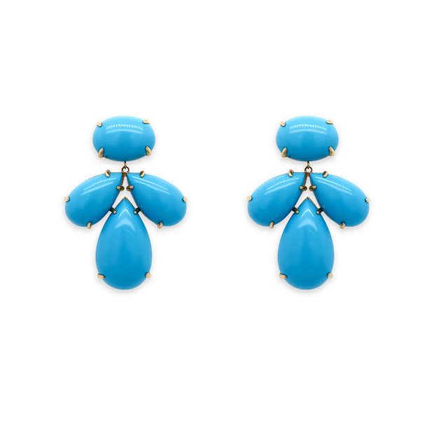 14K Yellow Gold and Turquoise Drops