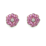 18K Pink Sapphire and Diamond Flower Earrings