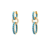 14K Yellow Gold Diamond and Turquoise Drop Earrings