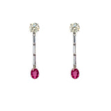 Estate Diamond and Pink Sapphire Earrings