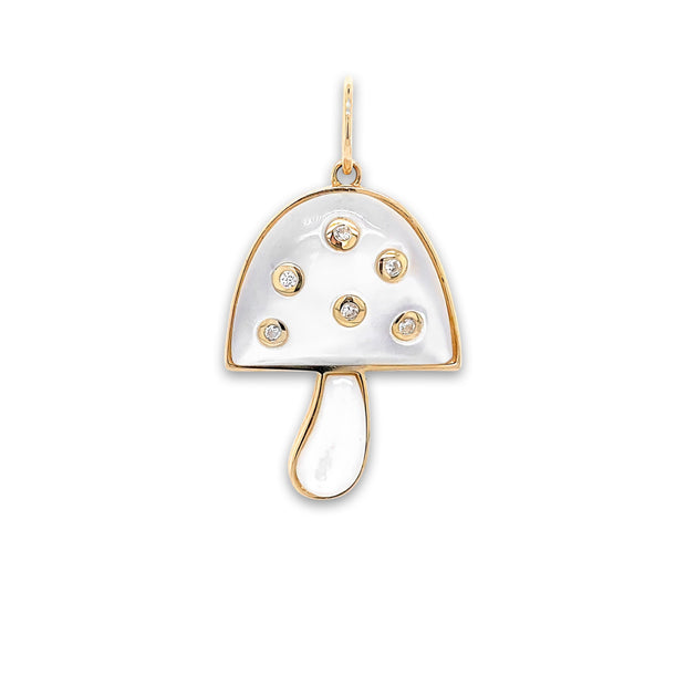 14K Yellow Gold Mother of Pearl and Diamond Charm