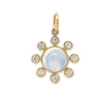 18K Yellow Gold Moonstone and Diamond Pendant