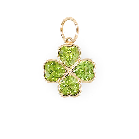 14K Yellow Gold Peridot Clover Pendant