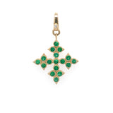 14K Yellow Gold Emerald Pendant with Diamond Enhancer