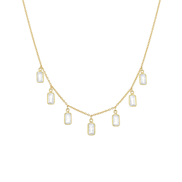 14K Yellow Gold and White Sapphire Necklace