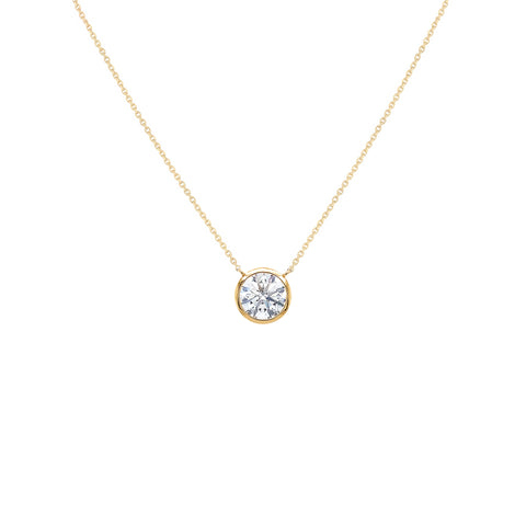 18K Yellow Gold Bezel Set Diamond Necklace