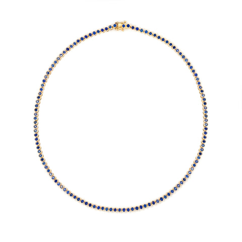 14K Yellow Gold Sapphire Bezel Necklace