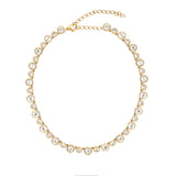 14K Yellow Gold White Topaz Bezel Set Necklace